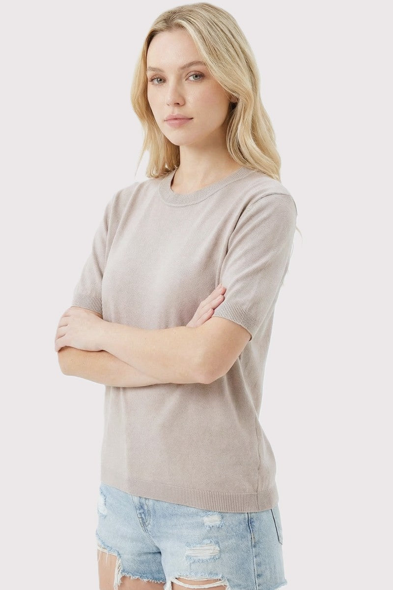 Grey Crew Neck Solid Sweater