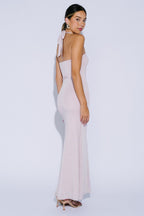 Blush Metal Trim Halter Maxi Dress