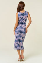 Blue Sleeveless Mesh Dress