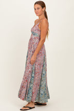 Multi V Neck Twist Front Cut Out Maxi Dress