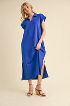 Royal Collared Pocket Midi Dress