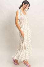 Purple Floral Smocked Tiered Maxi Dress