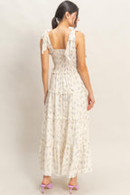 Purple Floral Smocked Tiered Maxi Dress