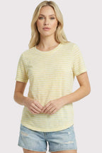Yellow Striped Short Sleeve Top