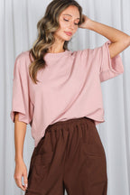 Blush Raw Cut Edge Boxy Tee