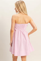 Light Pink Striped Strapless A-Line Dress