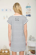 Black Textured Stripe Knit T-Shirt Dress
