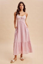Pink Lace Accent Maxi Dress