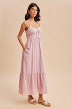 Pink Lace Accent Maxi Dress