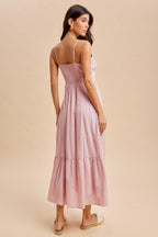 Pink Lace Accent Maxi Dress