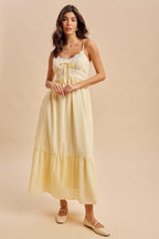 Lemon Lace Accent Maxi Dress