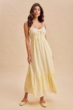 Lemon Lace Accent Maxi Dress