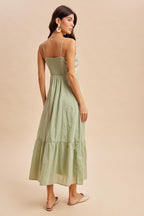 Moss Green Lace Accent Maxi Dress
