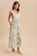 Multicolor Patchwork Print Apron Dress