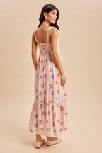 Peach Multi Floral Sleeveless Maxi Dress