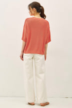 Poppy Oversize Cut Sweater Top With Raw Edge