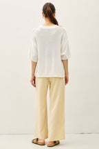 White Oversize Cut Sweater Top With Raw Edge