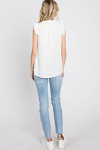 Ivory Ruffle Accent High Neck Top